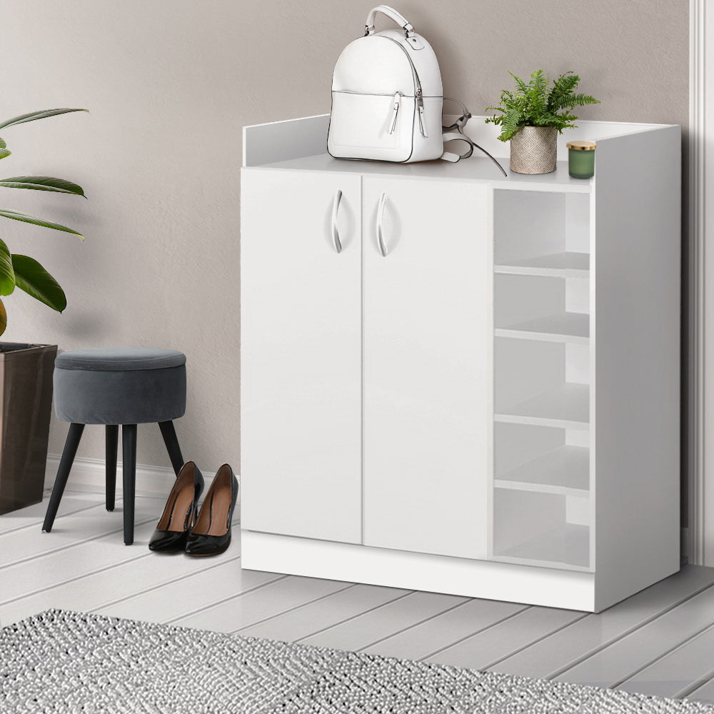 Marlook Shoe Rack Cabinet 21 Pairs Adjustable Shelves White Clair