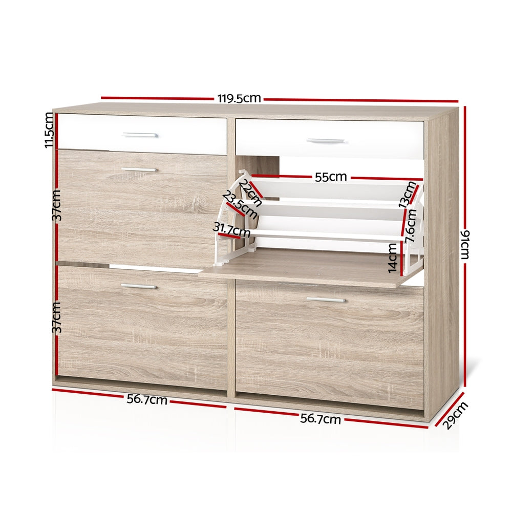 Marlook Shoe Rack Cabinet 36 Pairs Adjustable Shelves Pine Sara