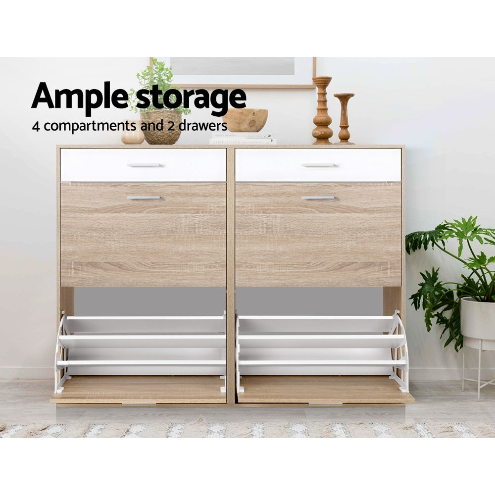 Marlook Shoe Rack Cabinet 36 Pairs Adjustable Shelves Pine Sara