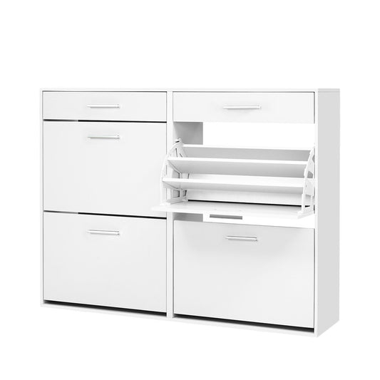 Marlook Shoe Rack Cabinet 36 Pairs Adjustable Shelves White Sara