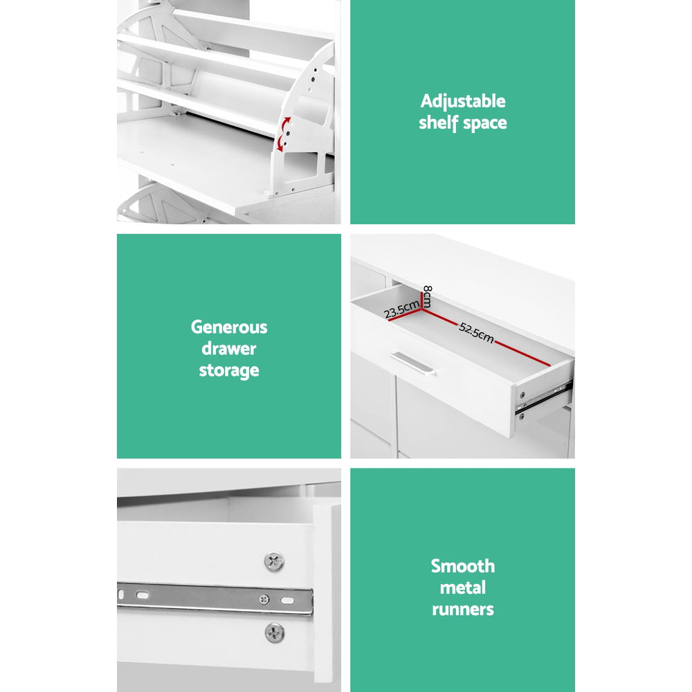 Marlook Shoe Rack Cabinet 36 Pairs Adjustable Shelves White Sara
