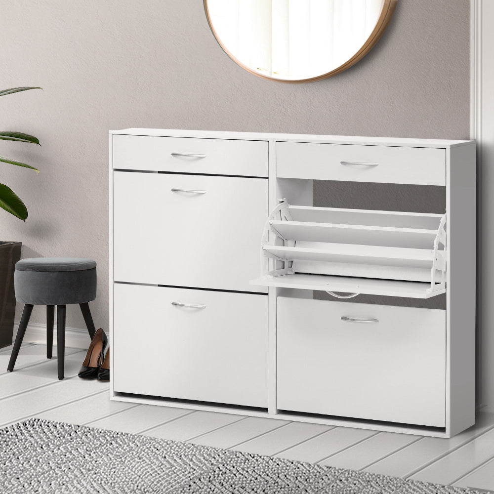 Marlook Shoe Rack Cabinet 36 Pairs Adjustable Shelves White Sara