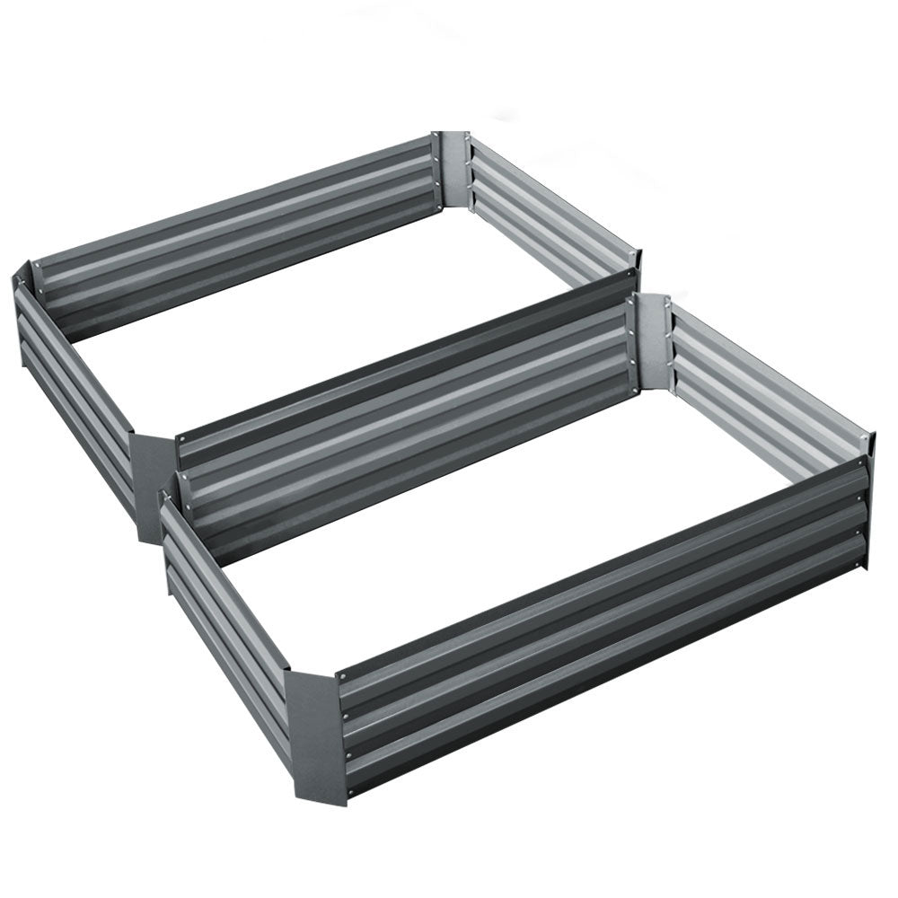 Marlook 2x Garden Bed 120x90cm Planter Box Raised Container Galvanised Herb