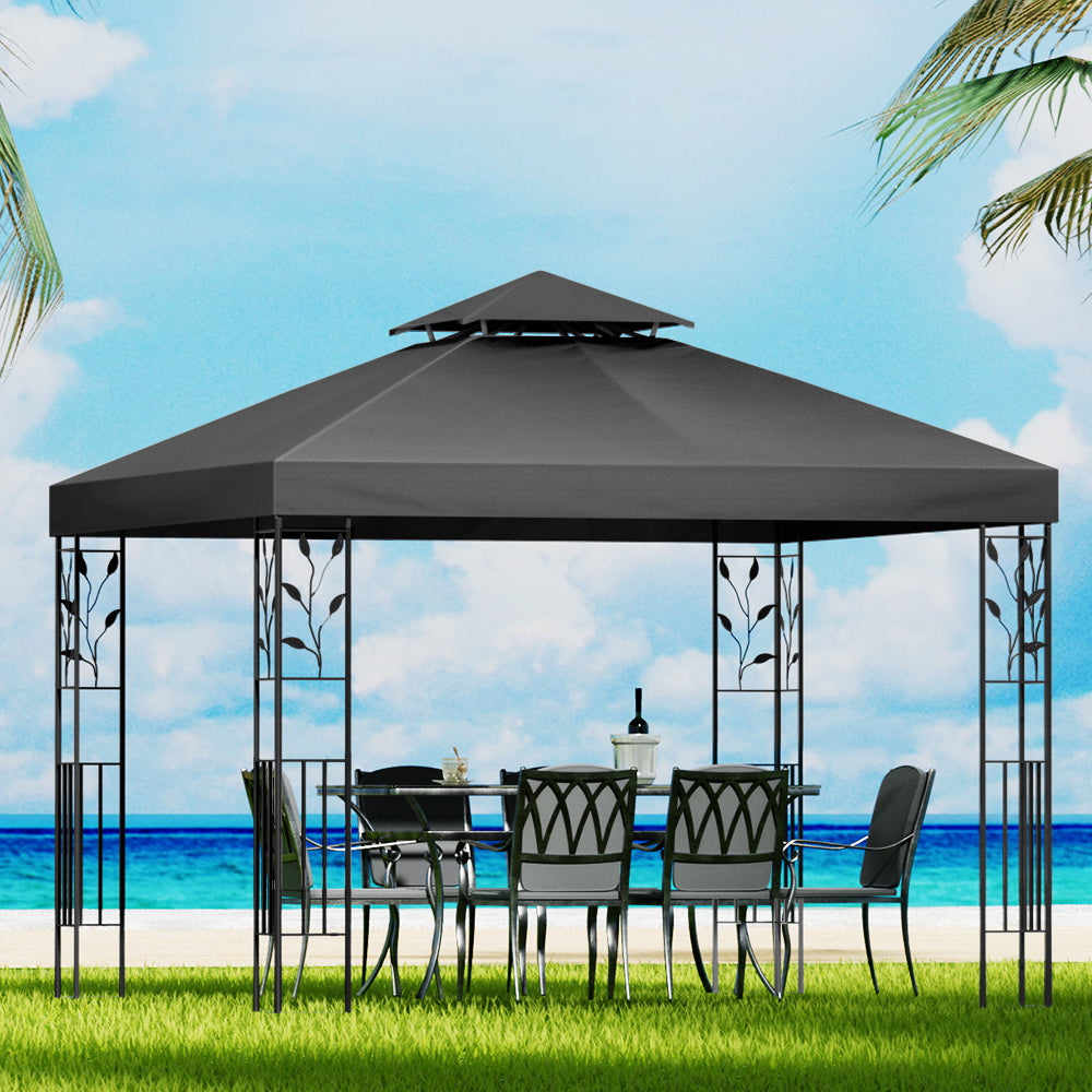 Marlook Gazebo 3x3m Marquee Outdoor Wedding Party Event Tent Home Iron Art Shade Grey