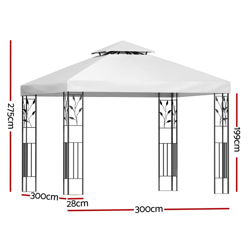 Marlook Gazebo 3x3m Marquee Outdoor Wedding Party Event Tent Home Iron Art Shade White
