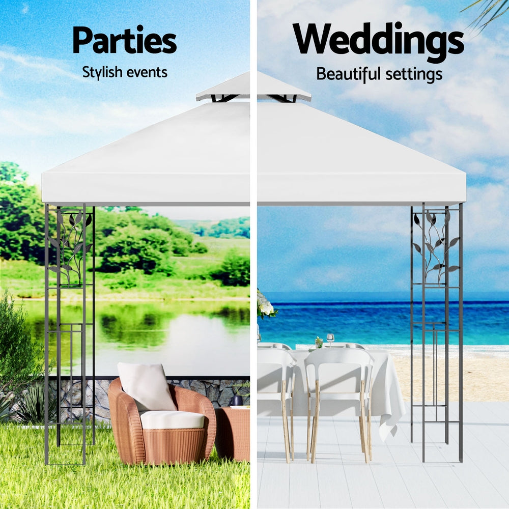 Marlook Gazebo 3x3m Marquee Outdoor Wedding Party Event Tent Home Iron Art Shade White