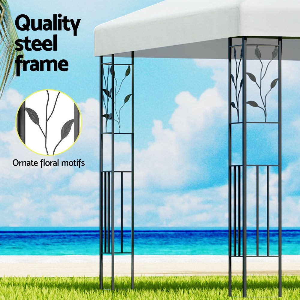 Marlook Gazebo 3x3m Marquee Outdoor Wedding Party Event Tent Home Iron Art Shade White