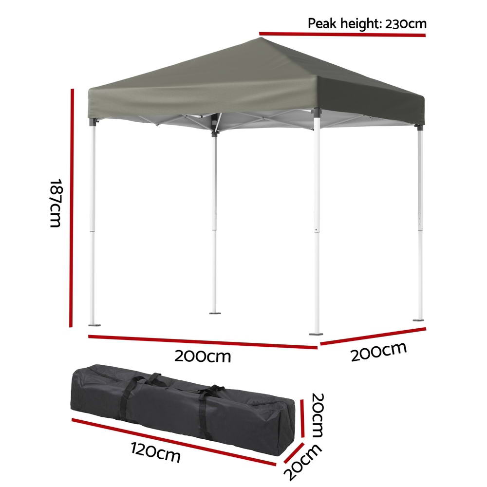 Marlook Gazebo 2x2m Outdoor Patio Garden Marquee Shade Grey