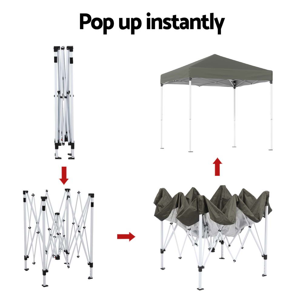 Marlook Gazebo 2x2m Outdoor Patio Garden Marquee Shade w/ Base Pods Grey