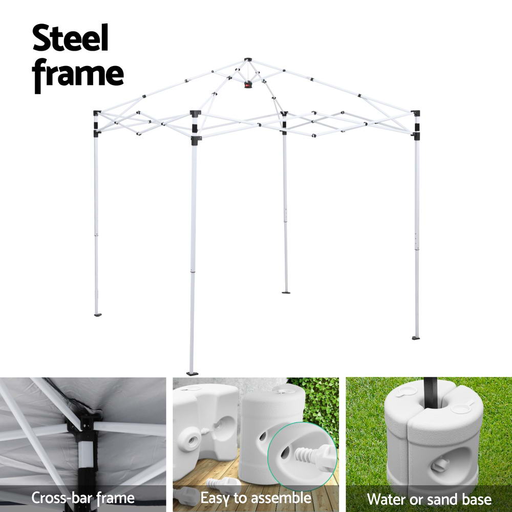 Marlook Gazebo 2x2m Outdoor Patio Garden Marquee Shade w/ Base Pods Grey
