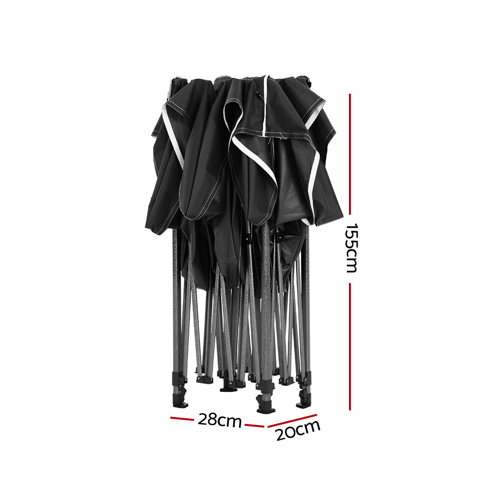 Marlook Gazebo Pop Up Marquee 3x4.5 Folding 500D Wedding Tent Base Pod Black