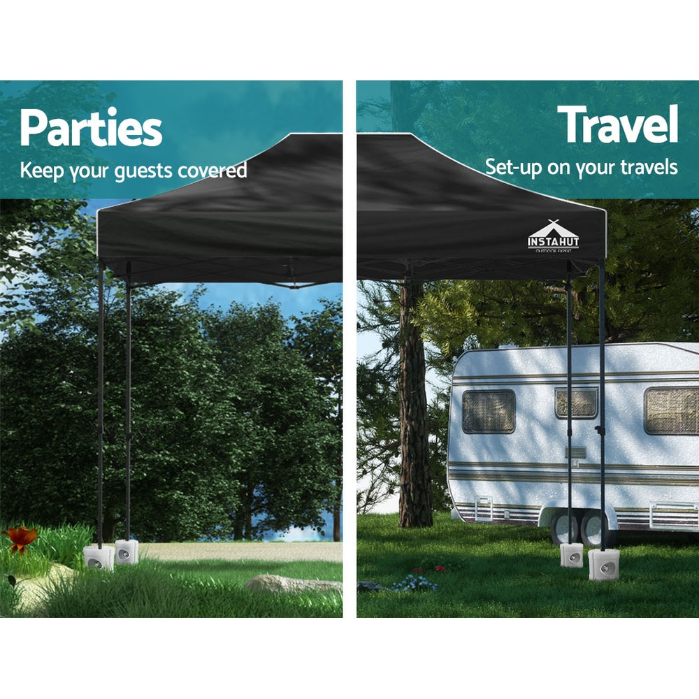 Marlook Gazebo Pop Up Marquee 3x4.5 Folding 500D Wedding Tent Base Pod Black