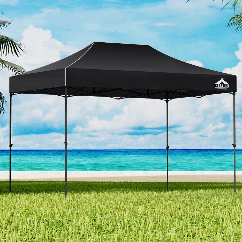 Marlook Gazebo Pop Up Marquee 3x4.5 Folding 500D Wedding Tent Base Pod Black