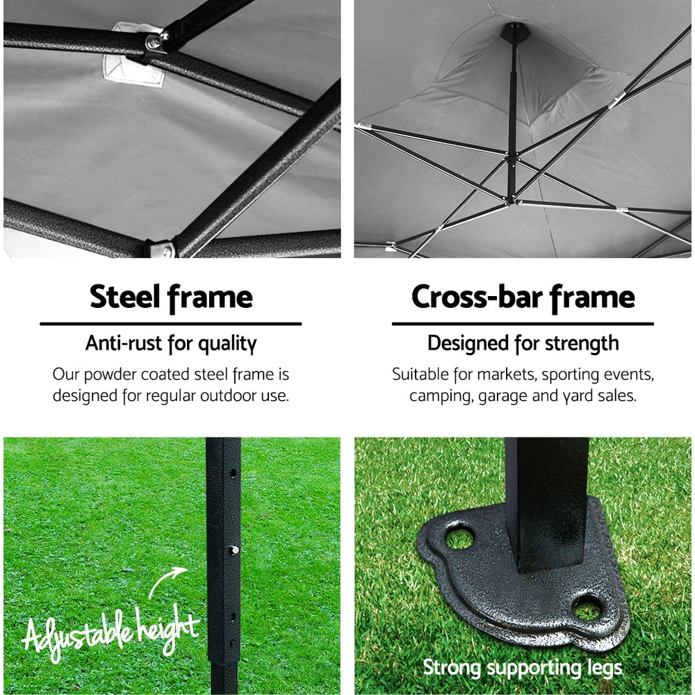 Marlook Gazebo Pop Up Marquee 3x6 Folding Outdoor 500D Tent Base Pod Black