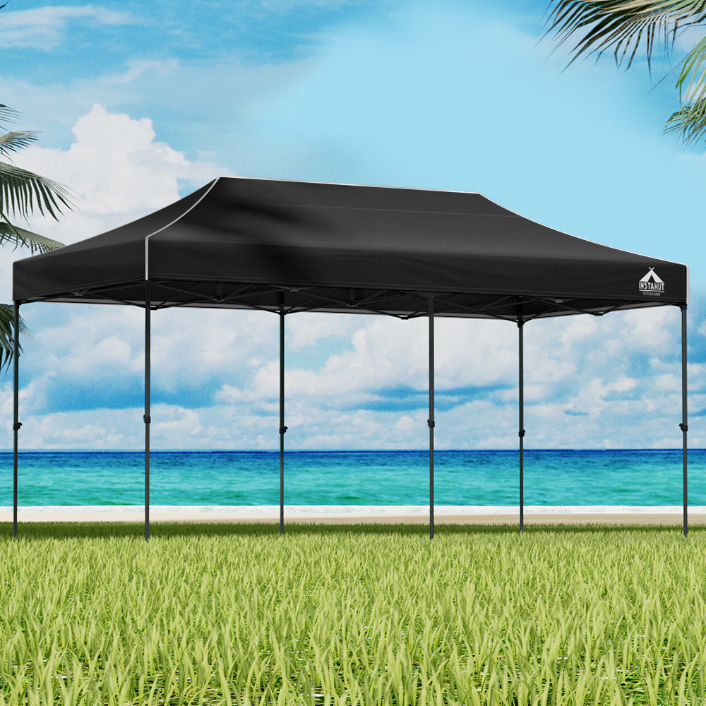 Marlook Gazebo Pop Up Marquee 3x6 Folding Outdoor 500D Tent Base Pod Black