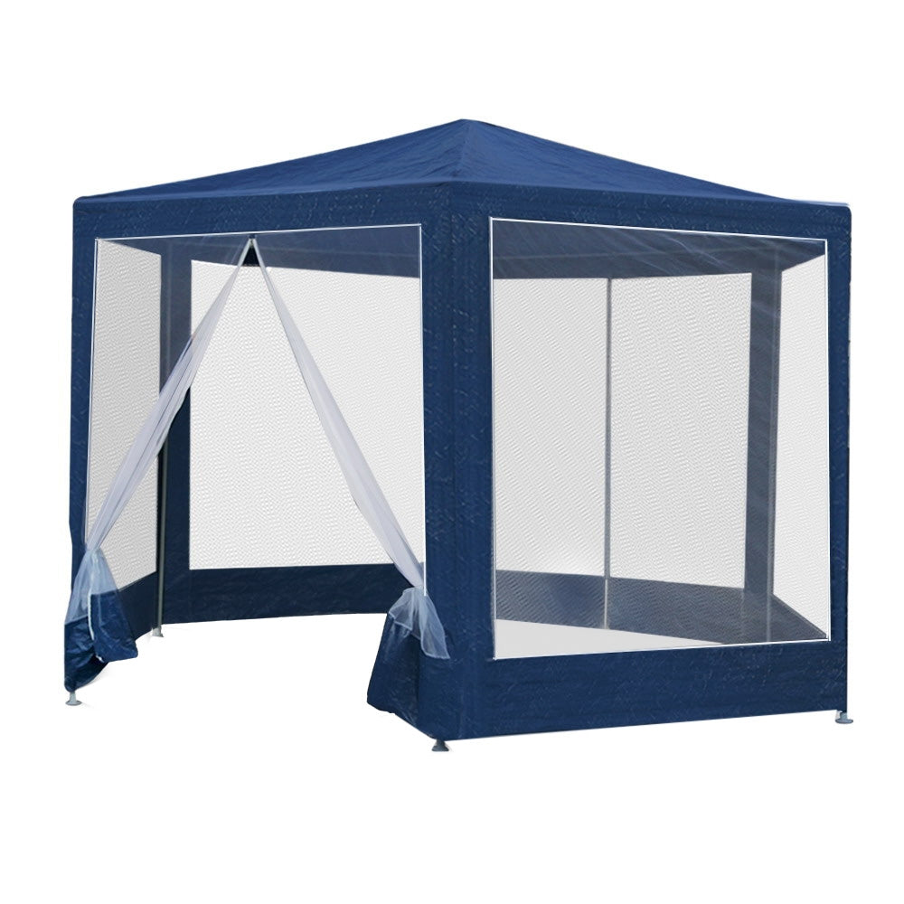 Marlook Gazebo?2x2m Marquee Wedding Party Tent Outdoor Camping Mesh Wall Canopy Shade Gazebos Navy