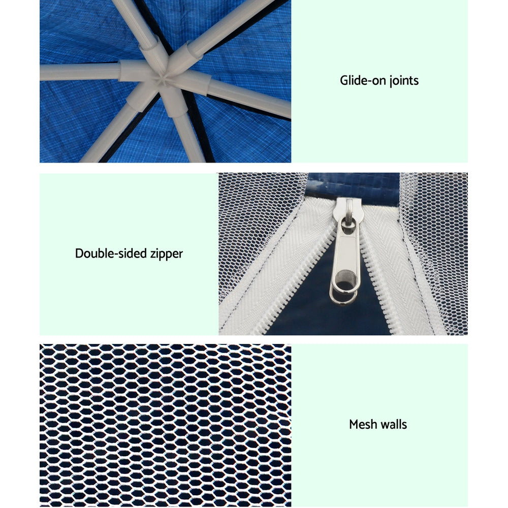 Marlook Gazebo?2x2m Marquee Wedding Party Tent Outdoor Camping Mesh Wall Canopy Shade Gazebos Navy