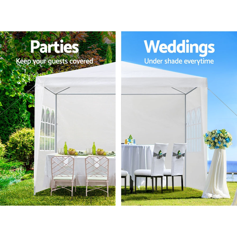 Marlook Gazebo 3x3m Marquee Wedding Party Tent Outdoor Camping Side Wall Canopy Window Panel White
