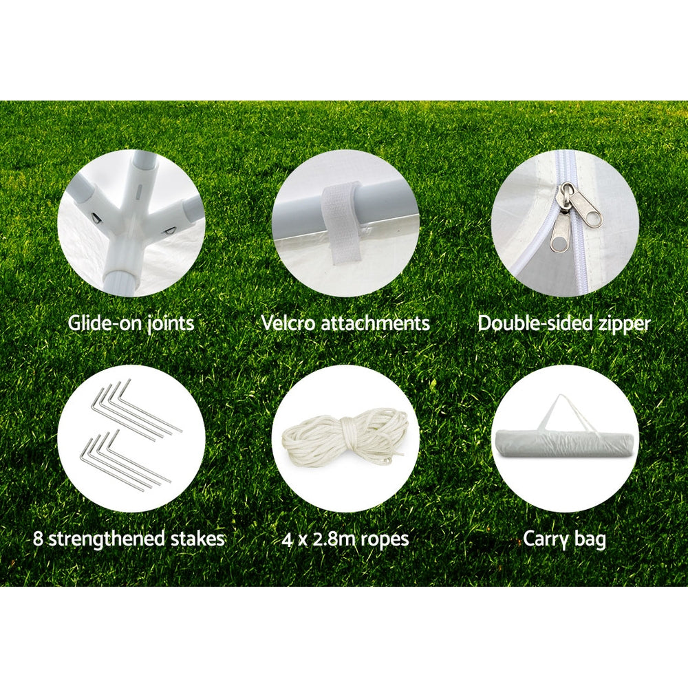 Marlook Gazebo 3x3m Marquee Wedding Party Tent Outdoor Camping Side Wall Canopy Window Panel White
