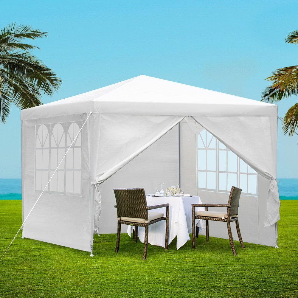 Marlook Gazebo 3x3m Marquee Wedding Party Tent Outdoor Camping Side Wall Canopy Window Panel White