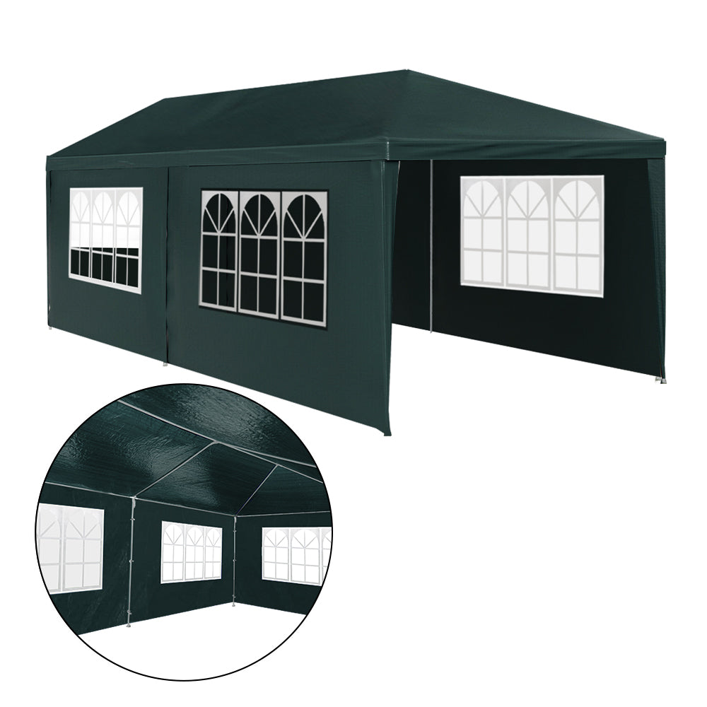Marlook Gazebo 3x6m Marquee Wedding Party Tent Outdoor Camping Side Wall Canopy 4 Panel Green