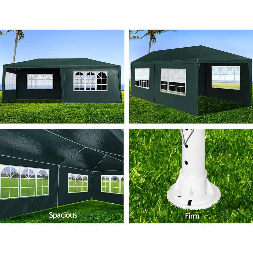 Marlook Gazebo 3x6m Marquee Wedding Party Tent Outdoor Camping Side Wall Canopy 4 Panel Green
