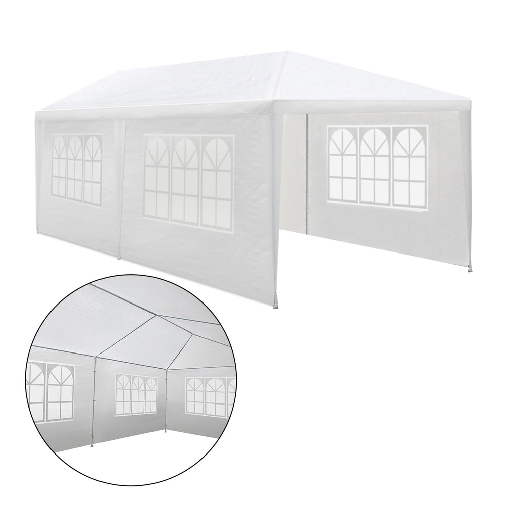 Marlook Gazebo 3x6m Marquee Wedding Party Tent Outdoor Camping Side Wall Canopy 4 Panel White