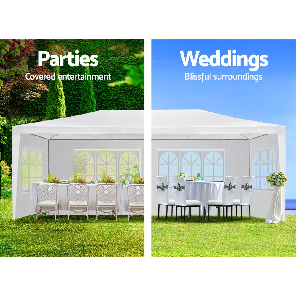 Marlook Gazebo 3x6m Marquee Wedding Party Tent Outdoor Camping Side Wall Canopy 4 Panel White
