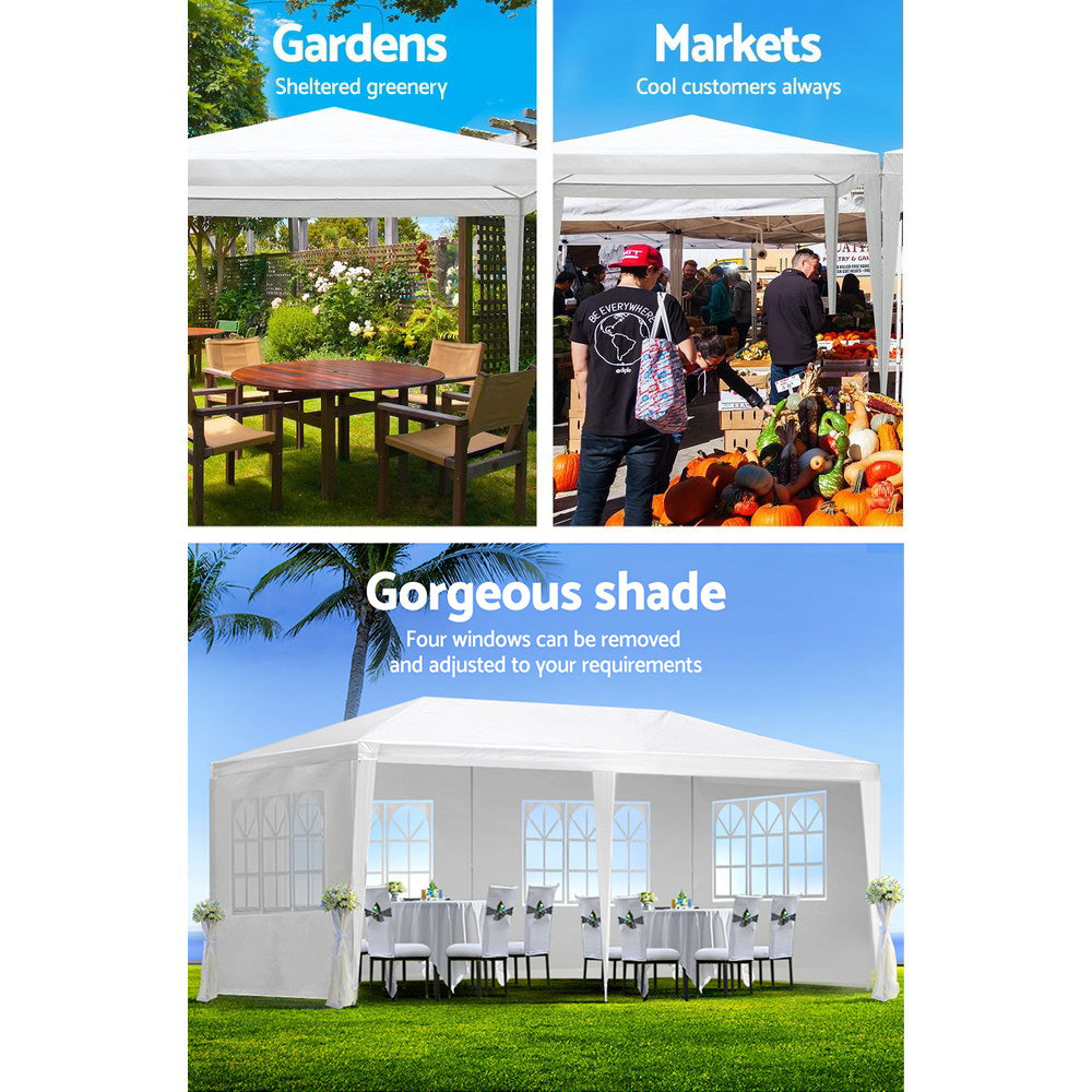Marlook Gazebo 3x6m Marquee Wedding Party Tent Outdoor Camping Side Wall Canopy 4 Panel White