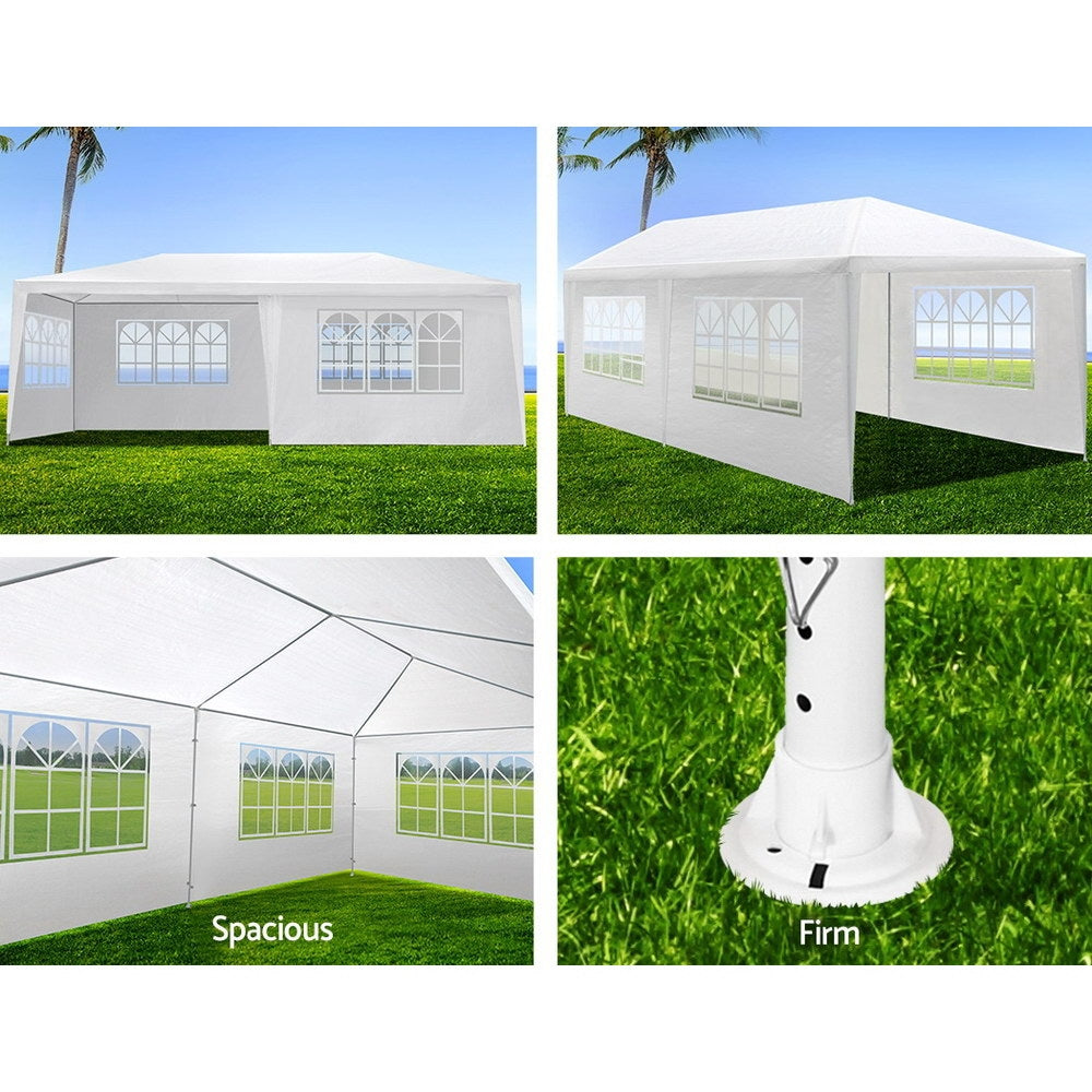Marlook Gazebo 3x6m Marquee Wedding Party Tent Outdoor Camping Side Wall Canopy 4 Panel White
