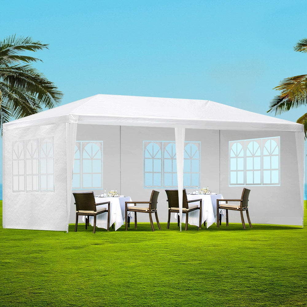 Marlook Gazebo 3x6m Marquee Wedding Party Tent Outdoor Camping Side Wall Canopy 4 Panel White