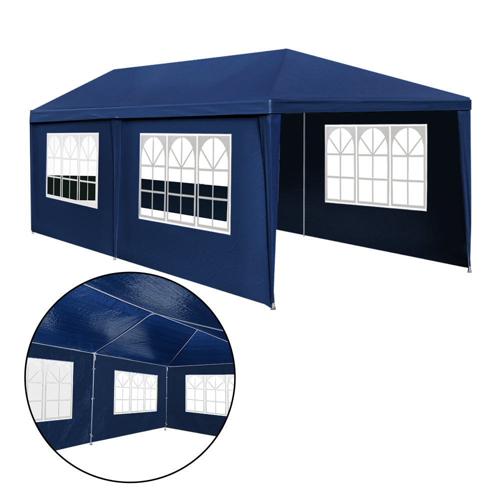 Marlook Gazebo 3x6m Marquee Wedding Party Tent Outdoor Camping Side Wall Canopy 6 Panel Blue