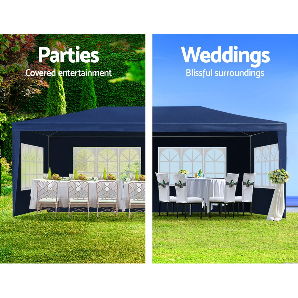 Marlook Gazebo 3x6m Marquee Wedding Party Tent Outdoor Camping Side Wall Canopy 6 Panel Blue