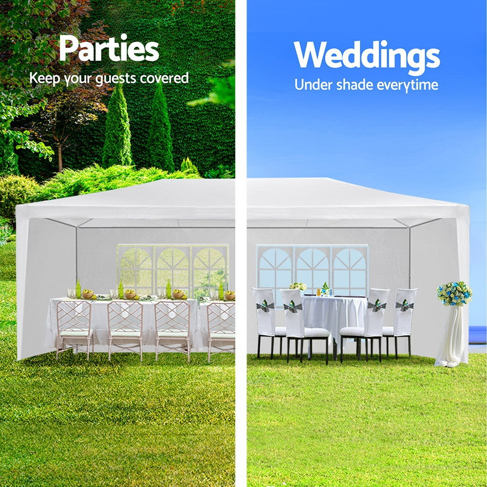 Marlook Gazebo 3x6m Marquee Wedding Party Tent Outdoor Camping Side Wall Canopy 6 Panel White