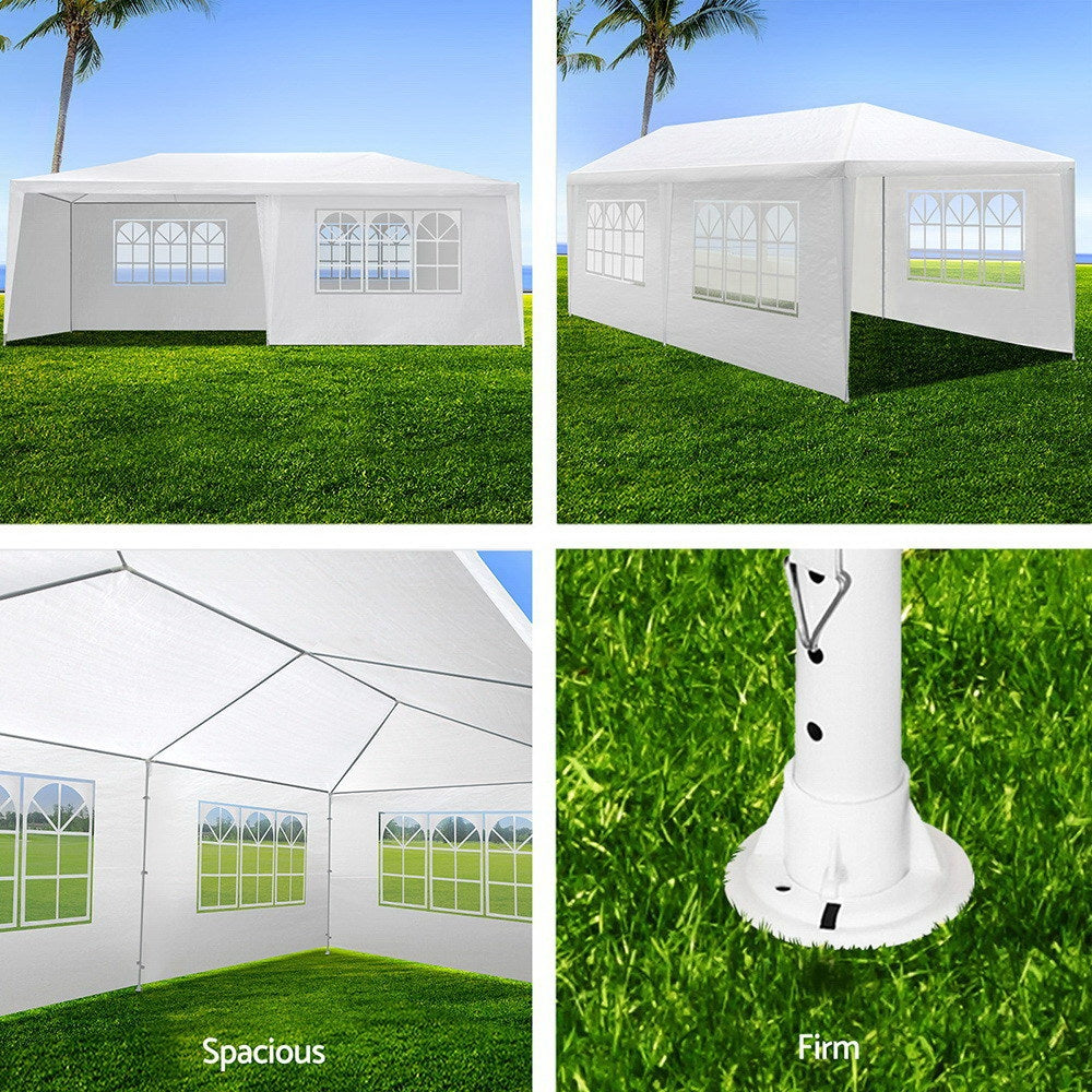 Marlook Gazebo 3x6m Marquee Wedding Party Tent Outdoor Camping Side Wall Canopy 6 Panel White