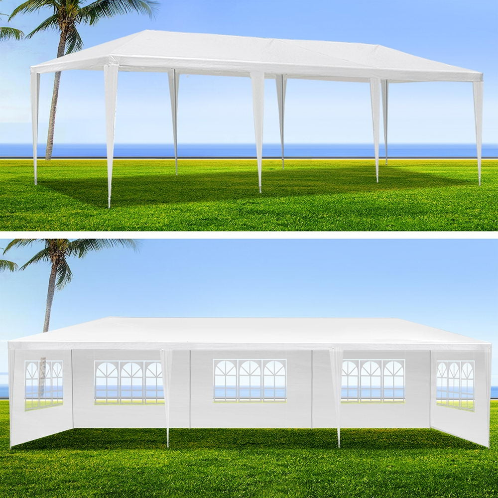 Marlook Gazebo 3x9m Marquee Wedding Party Tent Outdoor Camping Side Wall Canopy 5 Panel White