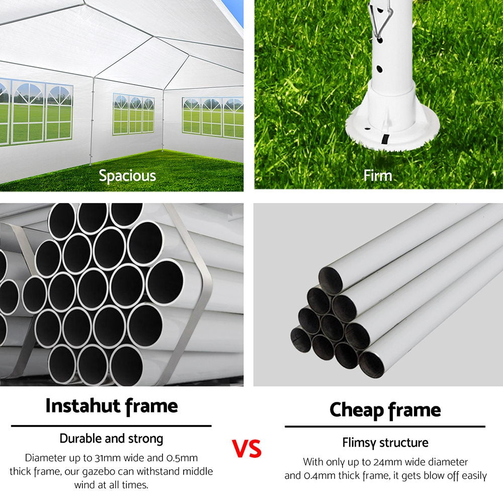 Marlook Gazebo 3x9m Marquee Wedding Party Tent Outdoor Camping Side Wall Canopy 5 Panel White