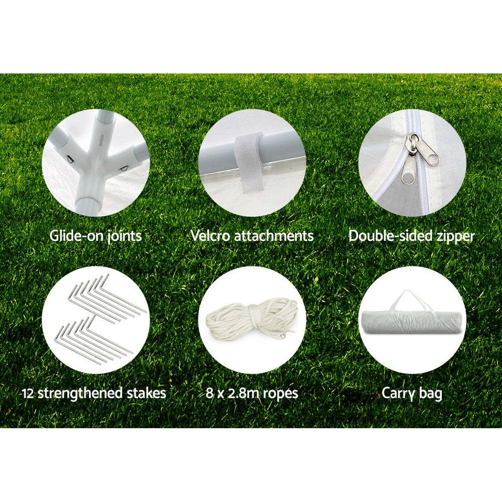 Marlook Gazebo 3x9m Marquee Wedding Party Tent Outdoor Camping Side Wall Canopy 5 Panel White