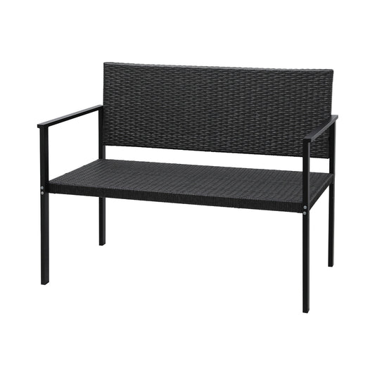 Marlook Outdoor Garden Bench Seat Rattan Chair Steel Patio Furniture Park Grey