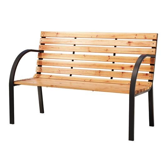 Marlook Outdoor Garden Bench Seat 120cm Wooden Steel 2 Seater Patio Furniture Natural