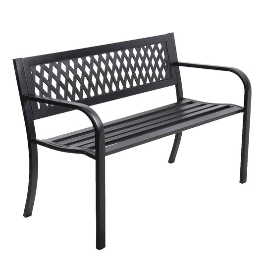 Marlook Outdoor Garden Bench Seat Steel Outdoor Furniture 2 Seater Park Black