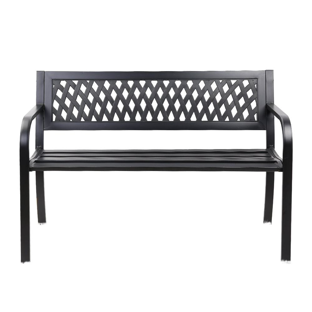 Marlook Outdoor Garden Bench Seat Steel Outdoor Furniture 2 Seater Park Black