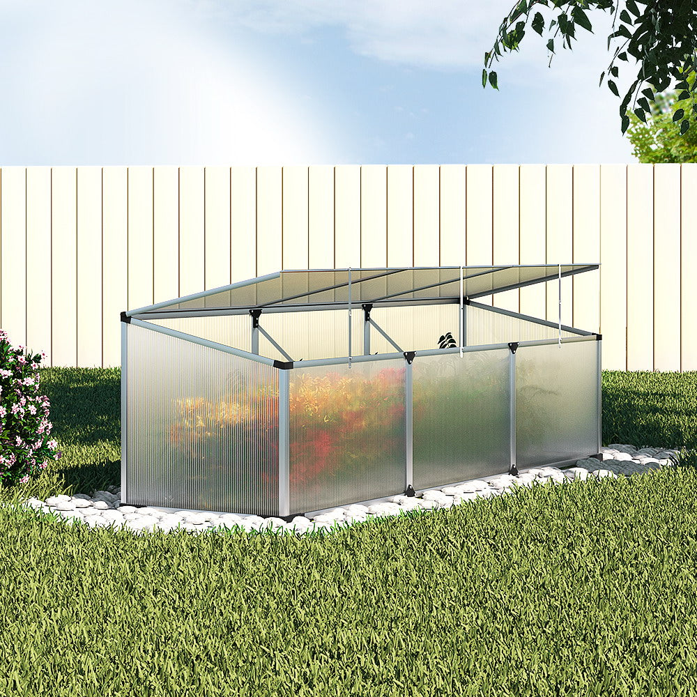 Marlook Greenhouse 180x50x50CM Cold Frame Plant Grow Aluminium Polycarbonate Green House