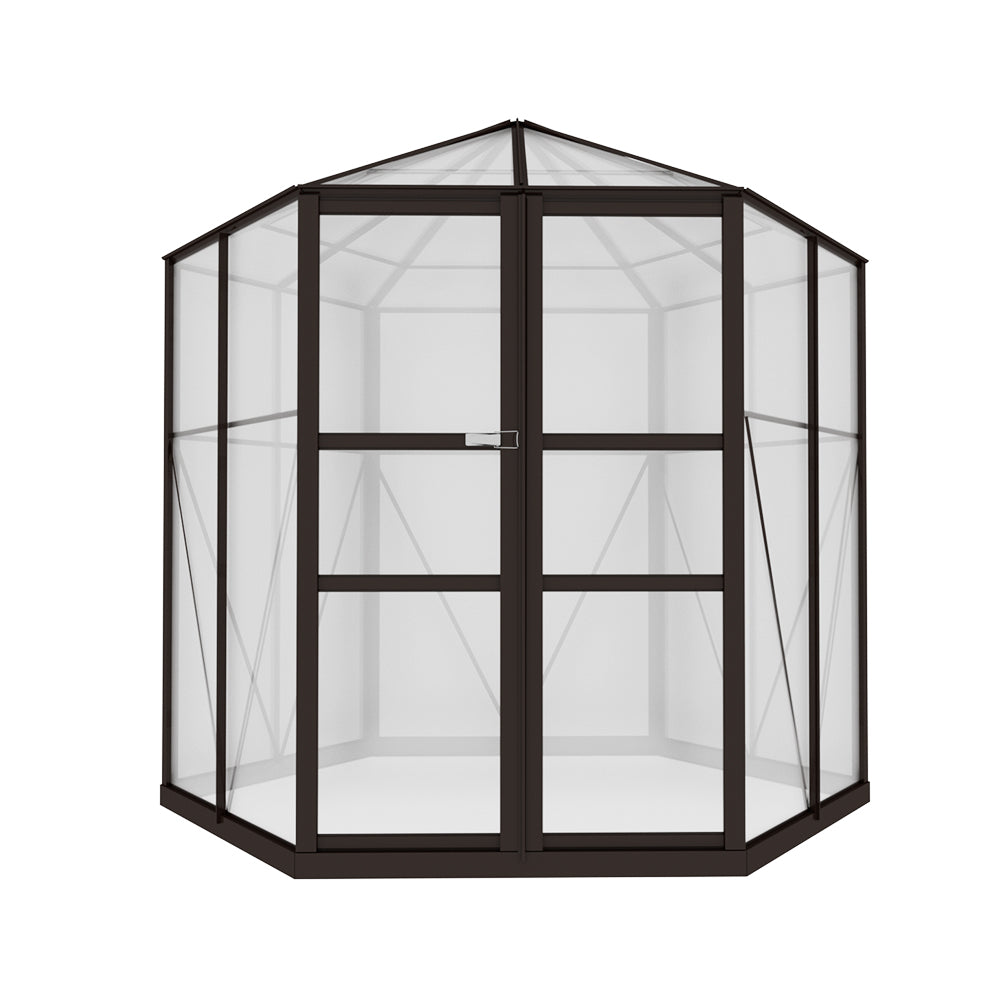 Marlook Greenhouse 2.4x2.1x2.32M Aluminium Polycarbonate Green House Garden Shed