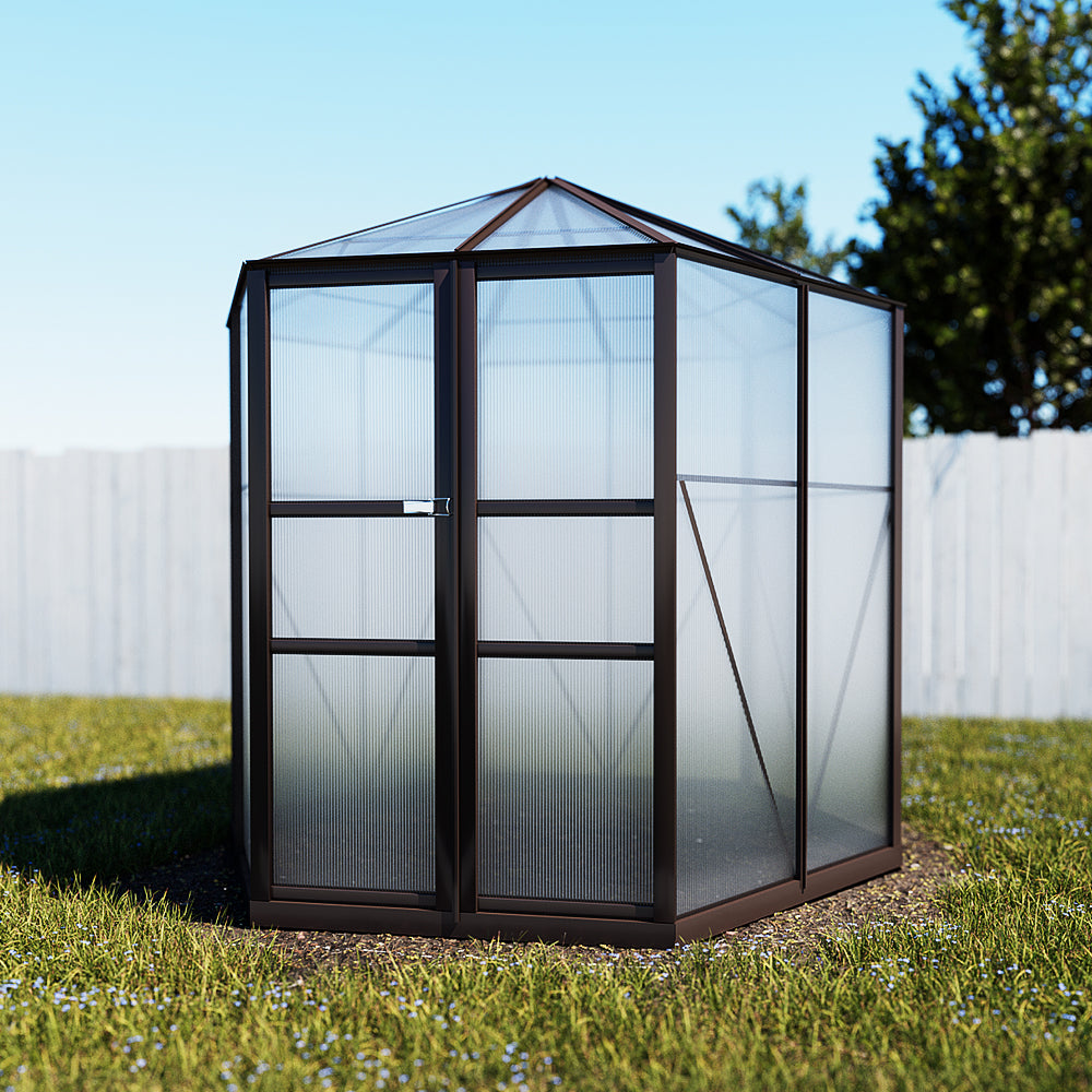 Marlook Greenhouse 2.4x2.1x2.32M Aluminium Polycarbonate Green House Garden Shed