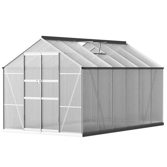 Marlook Greenhouse 3.7x2.5x2.26M Double Doors Aluminium Green House Garden Shed