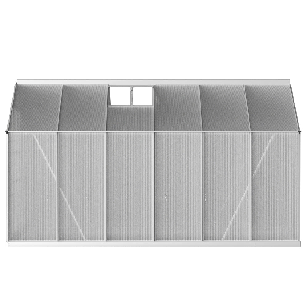 Marlook Greenhouse 3.7x2.5x2.26M Double Doors Aluminium Green House Garden Shed