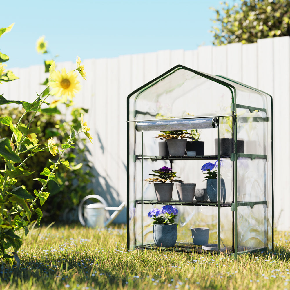 Marlook Greenhouse 3 Tiers Mini Green House Garden Bed Planter Box 1.28x0.7x0.5M