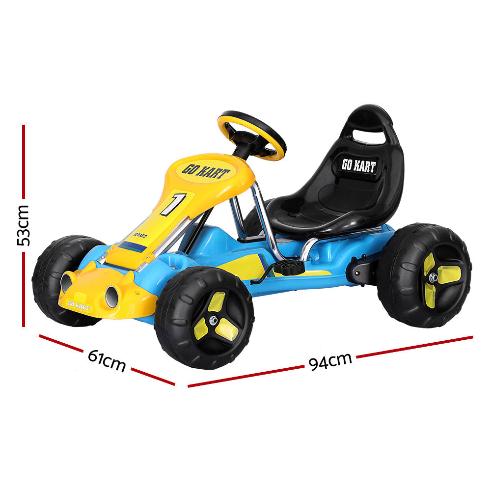 Marlook Kids Pedal Go Kart Ride On Toys Racing Car Plastic Tyre Blue