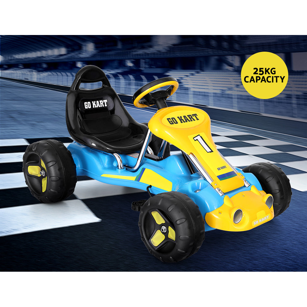 Marlook Kids Pedal Go Kart Ride On Toys Racing Car Plastic Tyre Blue